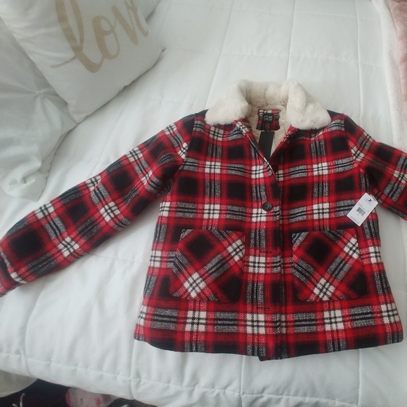 Volcom Stone Plaid Faux Fur Winter Coat/Jacket - Picture 7 of 7